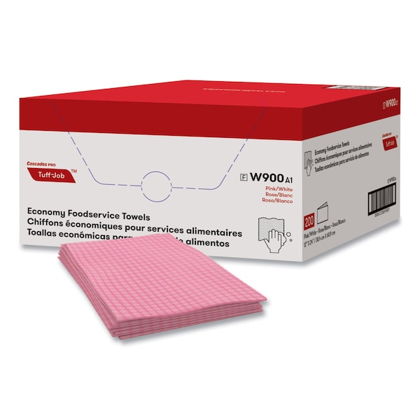 Cascades Pro Tuff-Job Foodservice Towels, 12 x 24, Pink/White, 200PK W900 - main